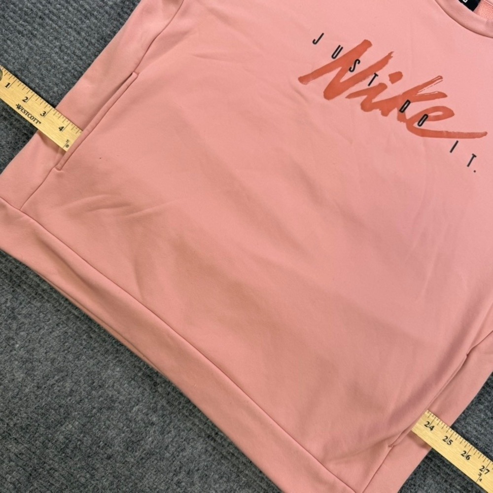Nike Just Do It Crewneck‎ Sweatshirt Womens Medium Peach Pink Graphic Pullover - Picture 5 of 12